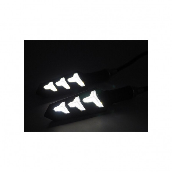 2 Adet Beyaz Işıklı Motosiklet Dönüş Sinyal Takım Ledi -Y Model Led'li-Beyaz C19 - 2