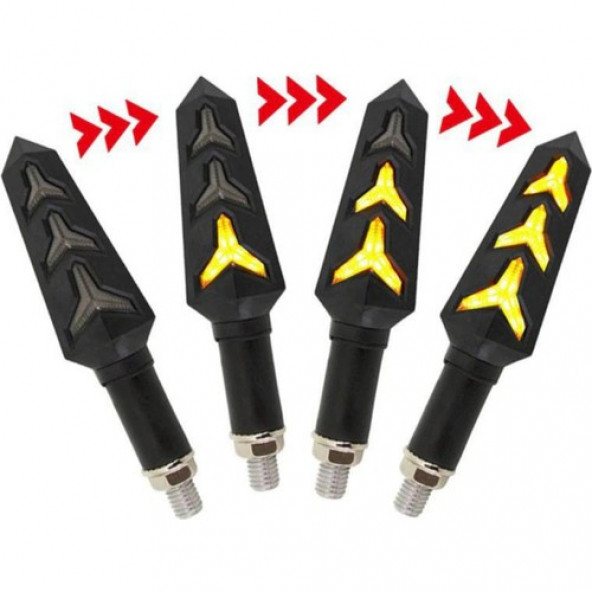 2 Adet Beyaz Işıklı Motosiklet Dönüş Sinyal Takım Ledi -Y Model Led'li-Beyaz C19 - 5