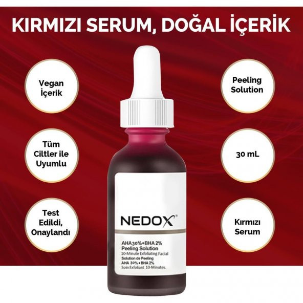 NEDOX Cilt Yenileyici Cilt Tonu Eşitleyici Kırmızı Peeling Serum Aha %30 Bha %2 Ph % 3.5 Serum 30 ml - 4