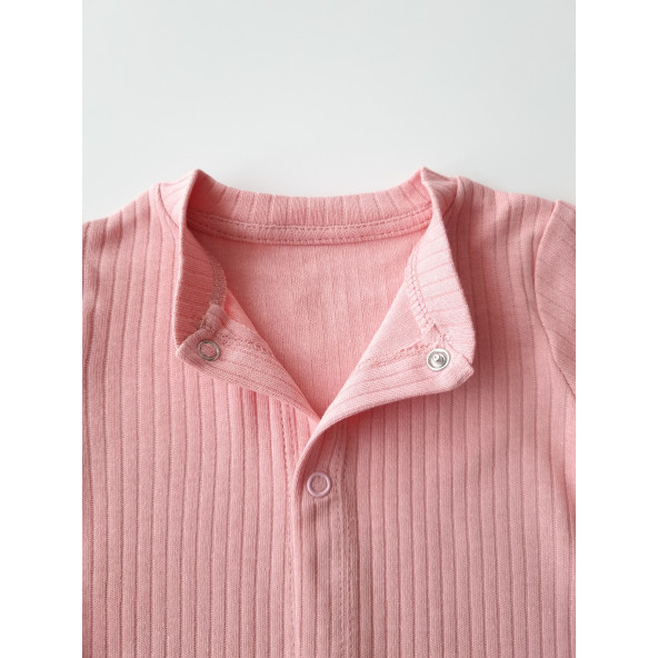 Basic Fitilli Organik Kız Bebek Hastane Çıkışı Seti Yenidoğan Kıyafeti Zıbın Takımı 0-3 Ay - 4