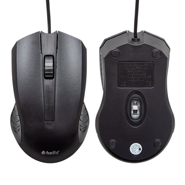 HELLO HL-2732 USB KABLOLU SİYAH 800 DPI MOUSE - 2