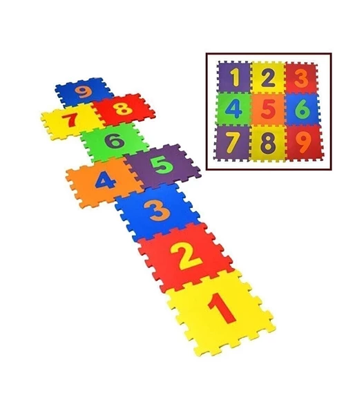 9 Parça Çocuk Oyun Karosu Eva Puzzle Yer Matı Sayılar Eğitici Oyun Halısı - 4