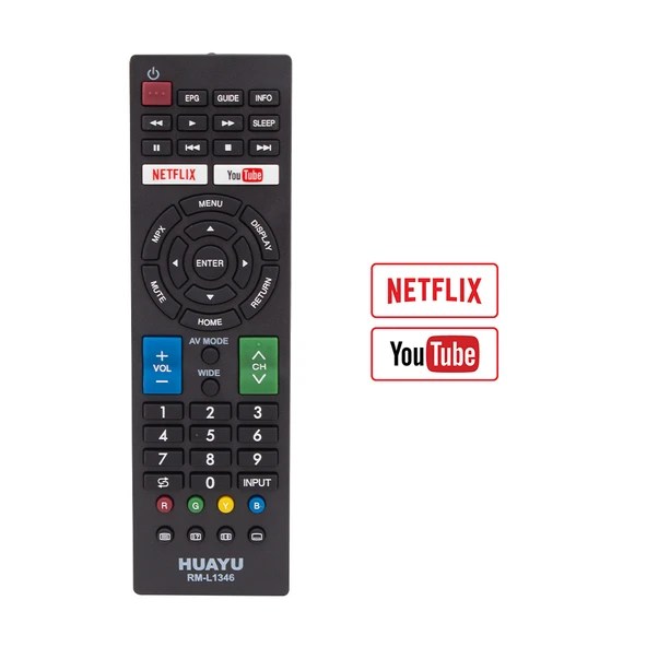 HUAYU KL SHARP RM-L1346 NETFLIX VE YOUTUBE TUŞLU BLİSTERLİ LCD LED TV KUMANDA