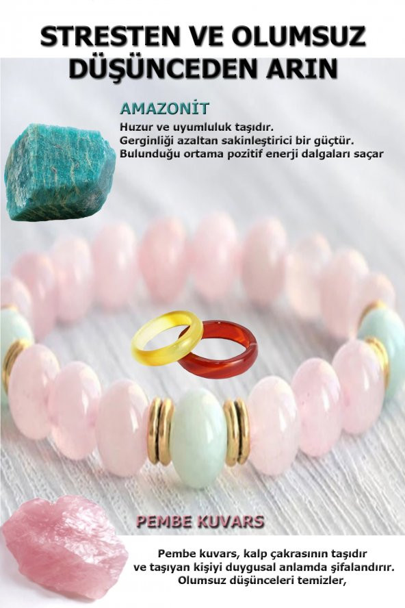 Doğal Taş Stres ve Panik Atak Bilekliği ( 1 Adet Akik Yüzük İle Birlikte Gönderilir )