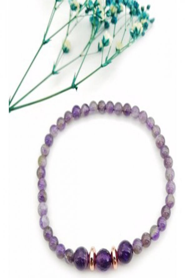 Ametist, Sitrin, Aventurin, Akuamarin, Akik, Oniks Çakra Bileklik - 2