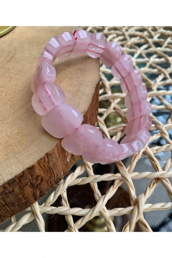 Özel Kesim Pembe Kuvars Bileklik