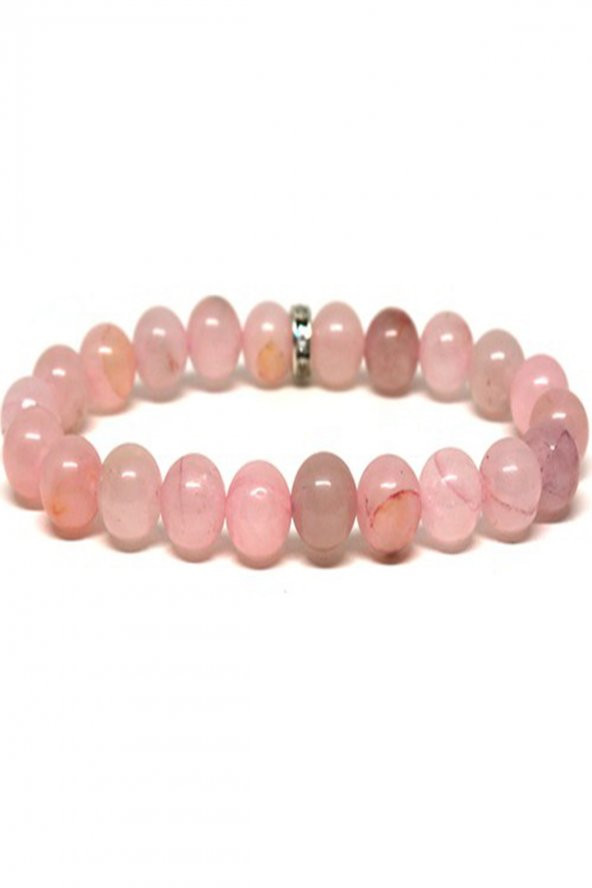 Amorf Pembe Kuvarst Bileklik