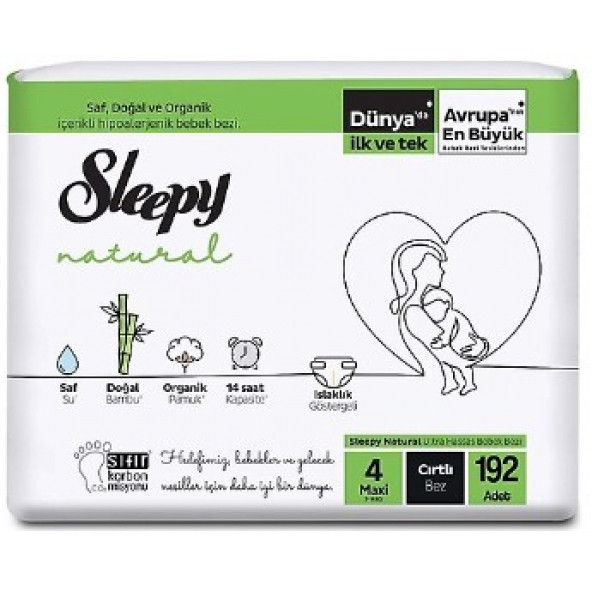 Sleepy Natural 4 Numara Maxi 192'li Bebek Bezi