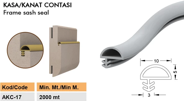 Contacall Ahşap Amerikan Kapı Kasa Fitili / 10mm Yandan Tırnaklı D Fitil / Kahve Renk 100 Metre - 2