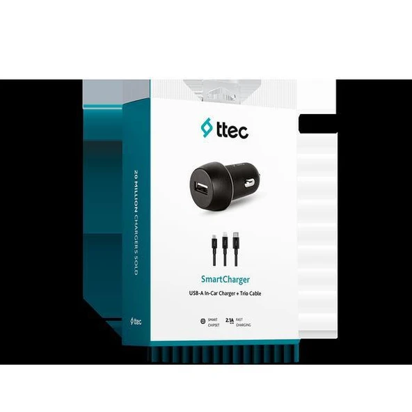 Ttec SmartCharger 2.1A Araç Şarj Aleti ve Trio Kablo Siyah - 2CKS20TS - 5