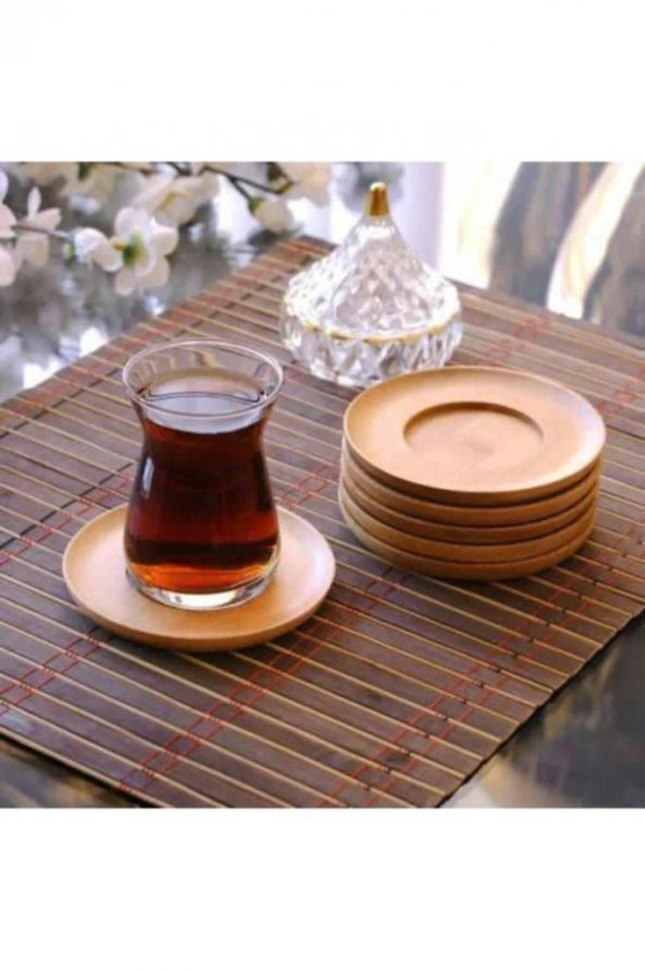 Bambu 6lı Yuvarlak Çay Tabağı Bardak Altlığı - 2