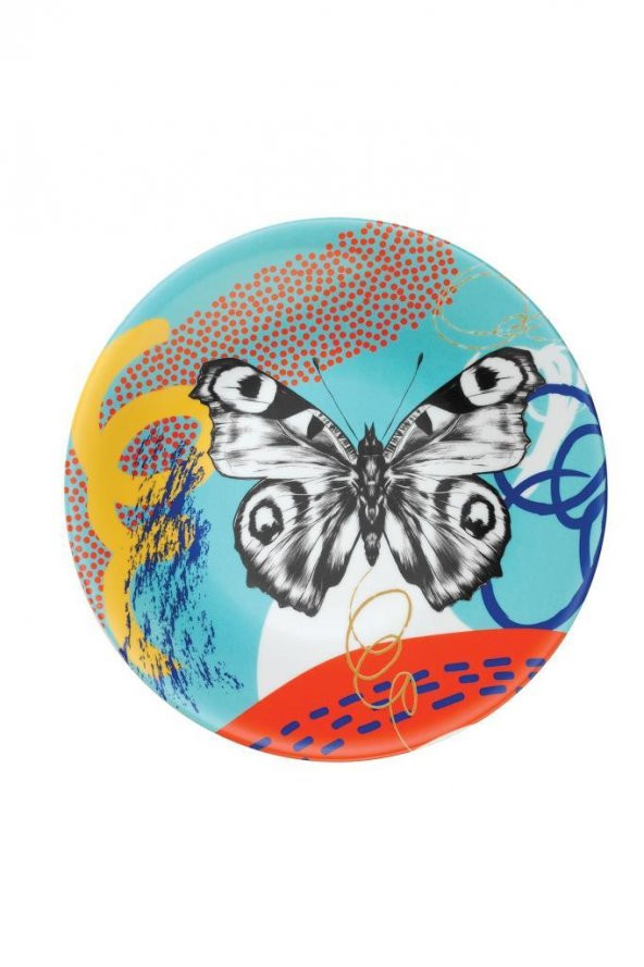 Kütahya Porselen Madagaskar Butterfly 27 cm Servis Tabağı