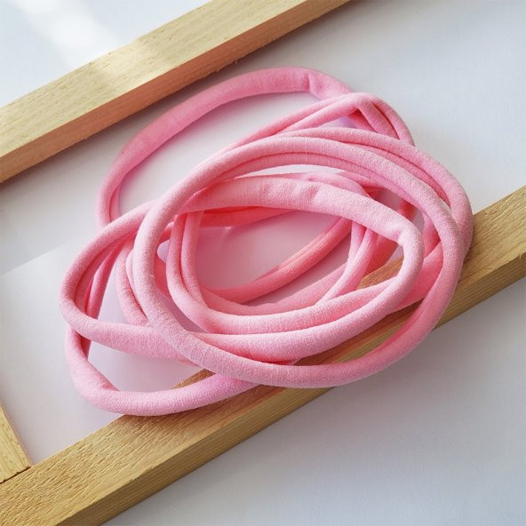 Dikişsiz Saç Bandı Lastiği 10 Adet Pembe Renk