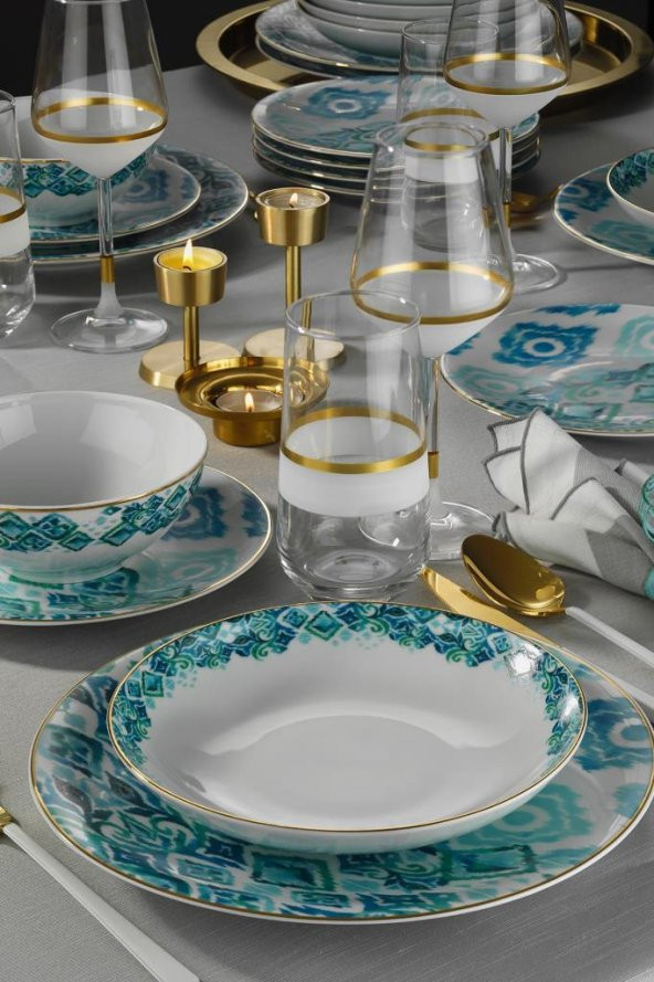 Kütahya Porselen Isabella 24 Parça Altın Fileli Yemek Seti - 2