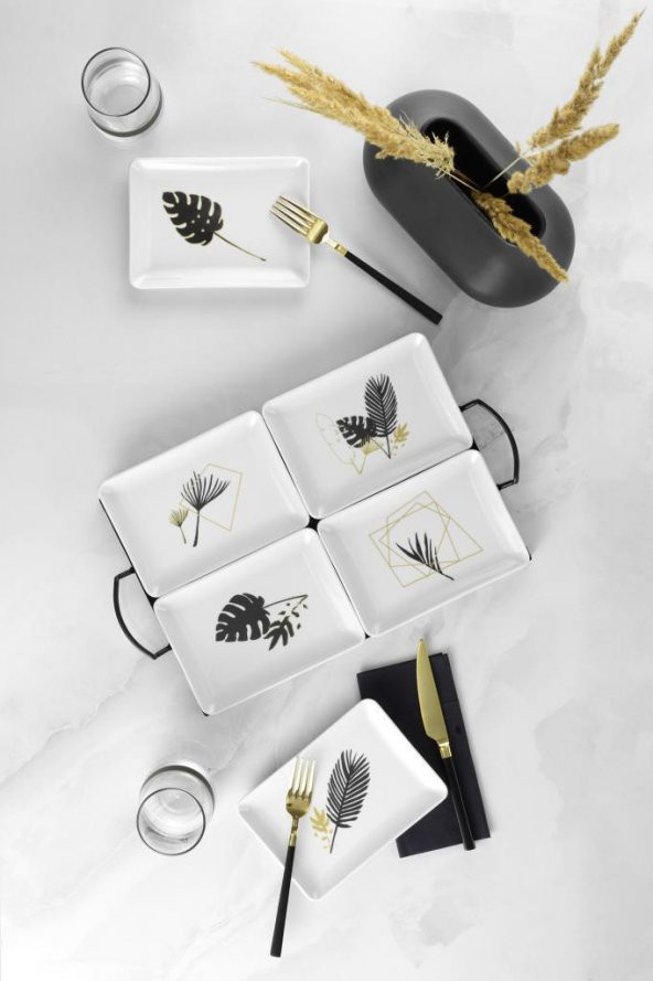 Kütahya Porselen Golden Leaf 18 Parça Kahvaltı ve İkram Takımı - 5