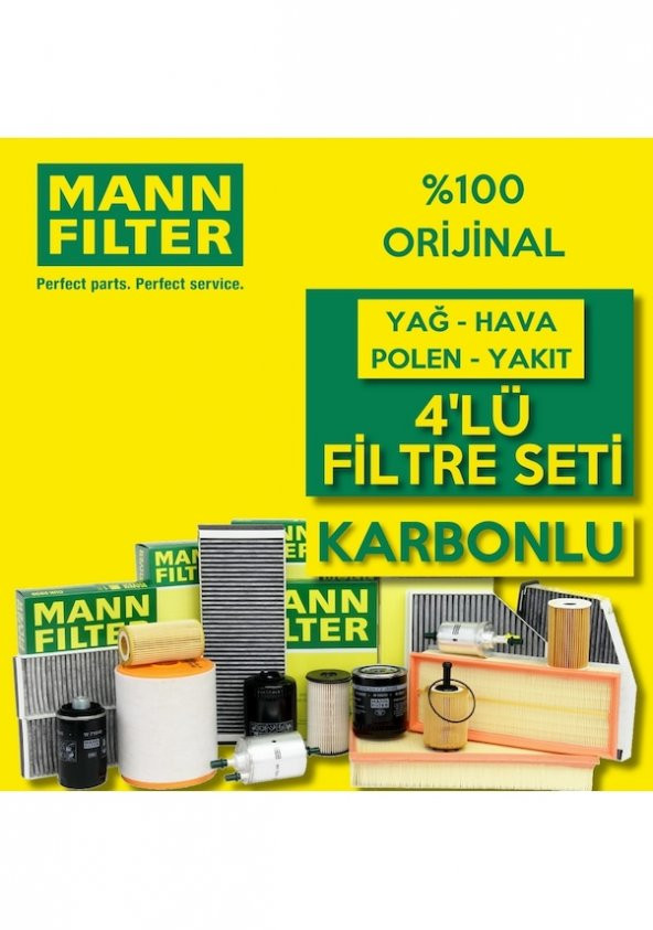 Peugeot 207 1.4 HDI Mann-Filter Filtre Bakım Seti 2006-2010 4lü Karbonlu ürün görseli