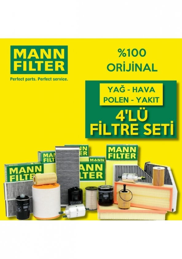VW Polo 1.4 TDI Mann-Filter Filtre Bakım Seti 2005-2008 4lü
