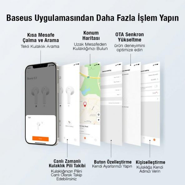 Baseus Dokunmatik Wireless TWS Bluetooth Kulaklık Su Geçirmez 330mAh Şarjlı Bluetooth Kulaklık - 3