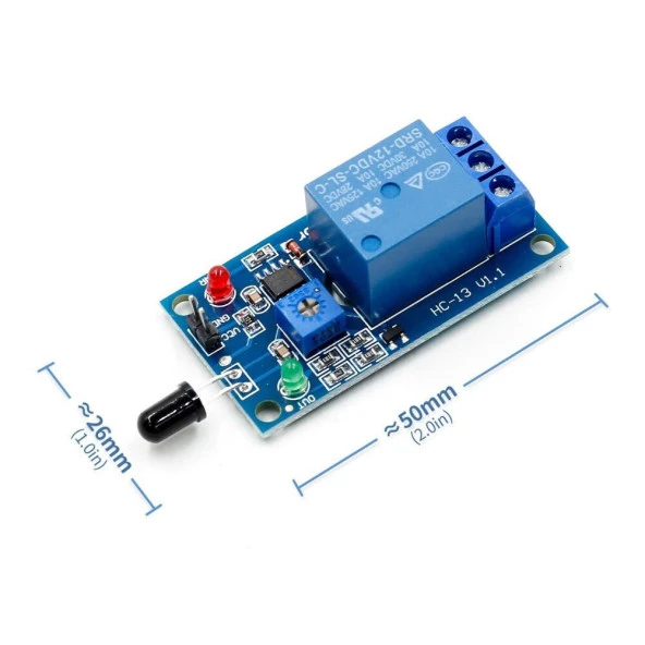 12V Röleli Alev Ateş Algılama Sensör Modülü - Resim 8