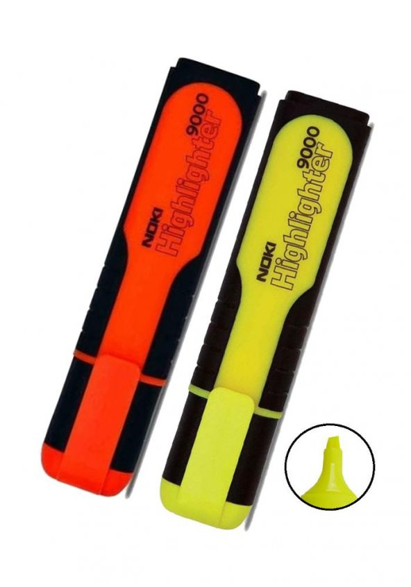 Fosforlu İşaret Kalem Sarı Turuncu 1 Adet Noki Hıghlıghter 2 Renk Fosforlu İşaretleme Kalemi Neon Renkler