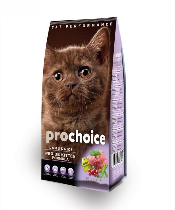 Pro Choice Pro 38 Kitten Kuzu Etli Yavru Kedi Maması 15 Kg