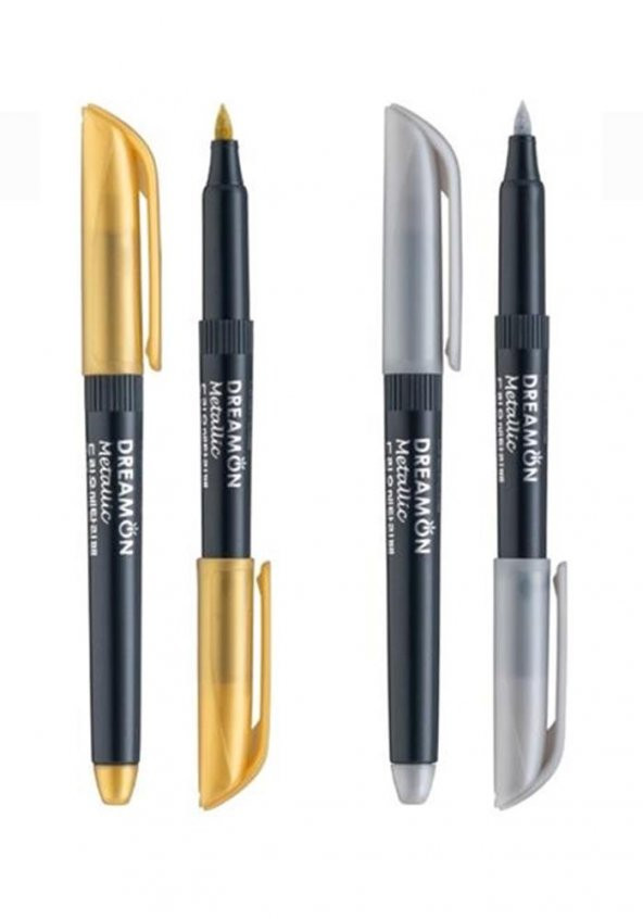 Grafik Kalemi ve Davetiye Kalemi Metalik Gümüş Gri Lineplus Dreamon 1 Adet 0.5-2.0 mm Metallic Brush - 4
