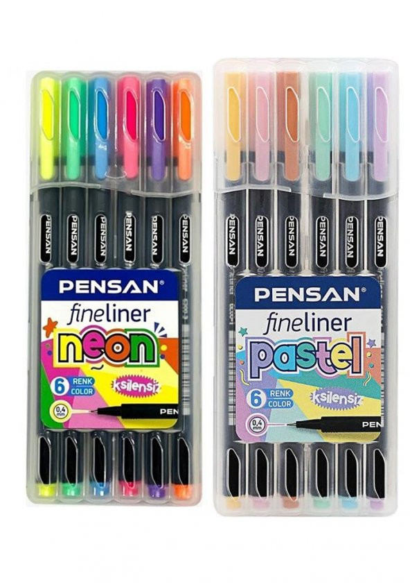 Fineliner 12 Neon Ve Pastel Renk 0.4mm İnce Keçe Uçlu Yazı Kalemi 1 Paket 12 Lı Fineliner Kalem Seti