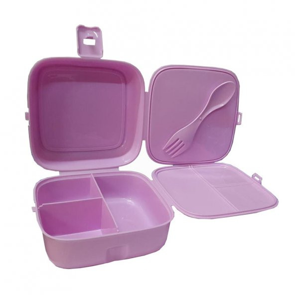 Beslenme Kutusu 4 Bölmeli Açık Pembe Renk Kız Figürlü 1 Adet Yemek Saklama Kabı Beslenme Çantası - 3