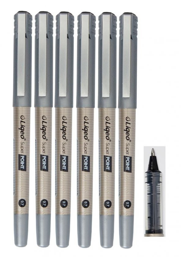 Siyah Pilot Kalem Super Point 0.7 6 Adet Siyah Roller Pilot Kalem 0,7 Mürekkepli Dolma Kalem ürün görseli