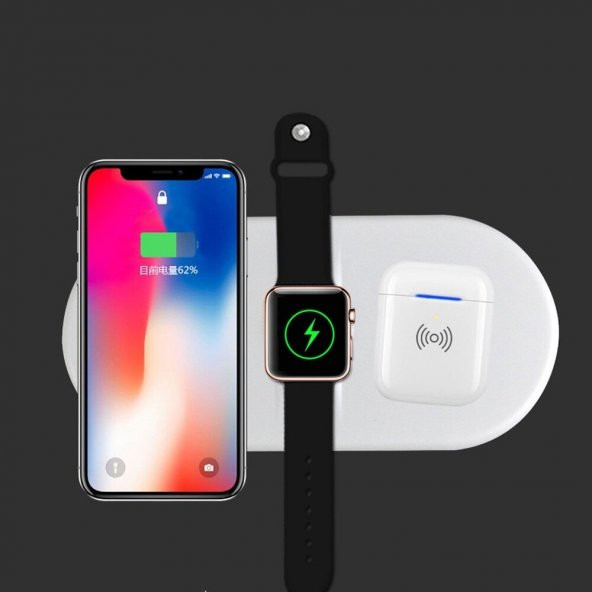 Airpower Kablosuz Şarj Seti 3in1 Qi Kablosuz Şarj Tutucu Apple