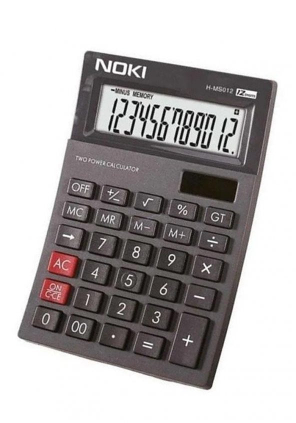 Hesap Makinesi Siyah H-MS011 Noki 10x15 cm 1 Adet 12 Haneli Orta Boy Okul Ofis Büro Hesap Makinası - 2