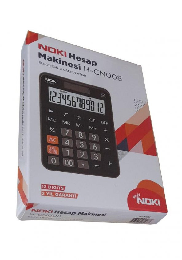 Hesap Makinesi Siyah H-CN008 Noki 10.5x15 cm 1 Adet 12 Haneli Orta Boy Okul Ofis Büro Hesap Makinası - 2