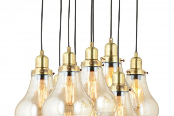 LampaLuce Cono Modern Sarkıt Salon Avizesi 9lu Sarı 45x70cm - 4