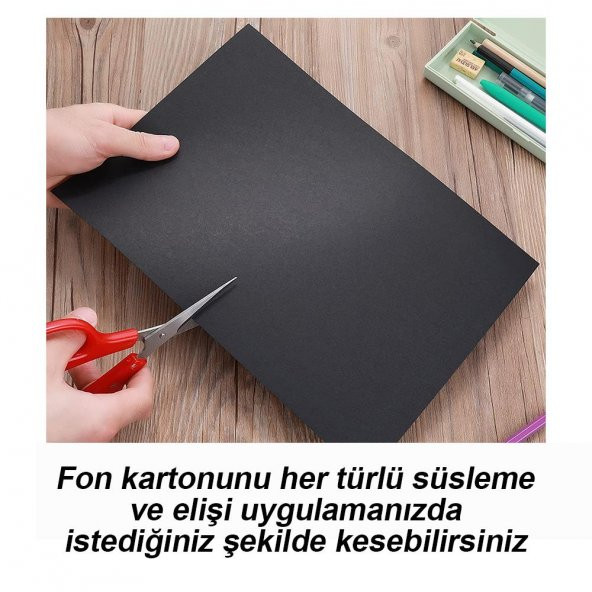 Siyah Fon Kartonu 50x70 cm 120 Gr 5 Adet 50*70 Fon Kartonu Hamurundan Boyama Orjinal Tam Siyah Renk - 2