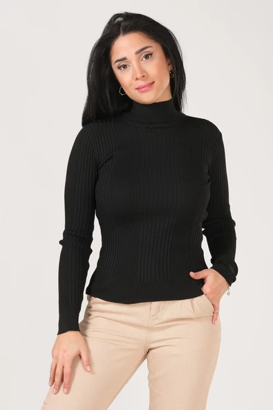 Kadın Yarım Balıkçı Triko Body Siyah - 2