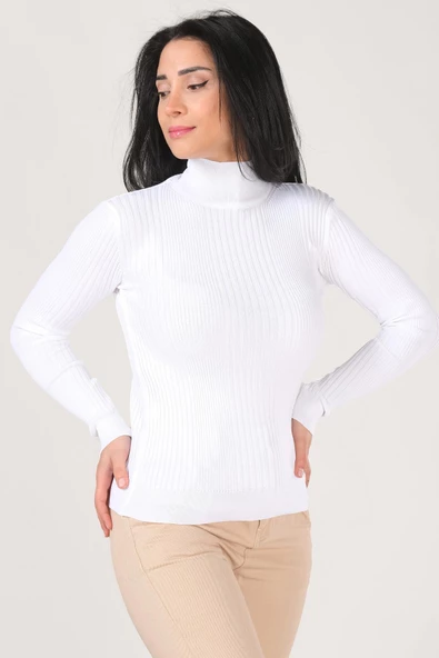 Kadın Yarım Balıkçı Triko Body Ekru - Resim 2