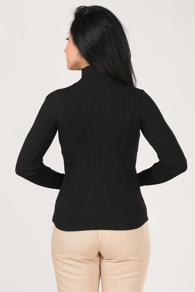 Kadın Yarım Balıkçı Triko Body Siyah - 5