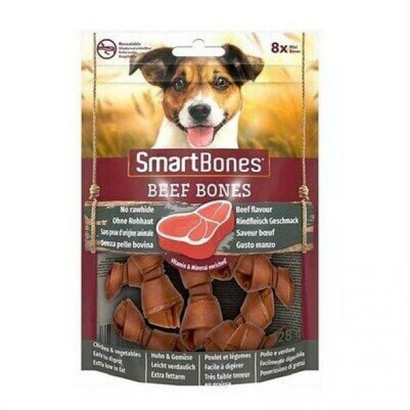 Smartbones Sığır Etli Mini Düğüm Kemik Köpek Ödülü 8li 128 G