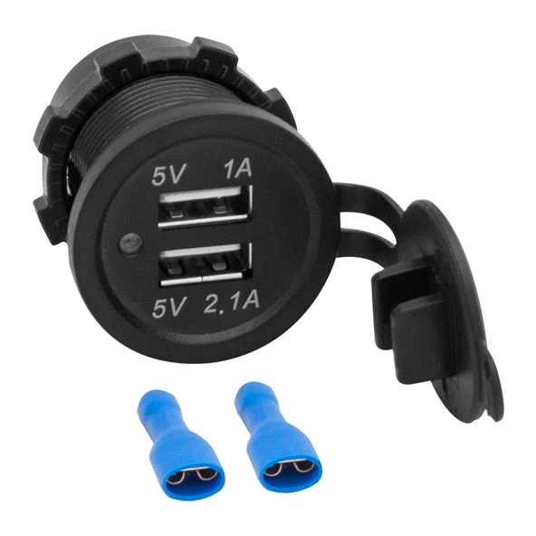 IC-266C PANO TİPİ USB 8-32V GİRİŞ 5V 1A / 5V 2.1A ÇIKIŞ KULAKSIZ 30MM USB - 3
