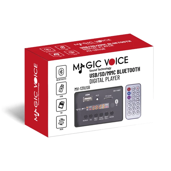 MAGICVOICE MV-14907 USB/SD/MIC/AUX/BLUETOOTH KUMANDALI EKRANLI OTO TEYP ÇEVİRİCİ DİJİTAL PLAYER BOARD - 2