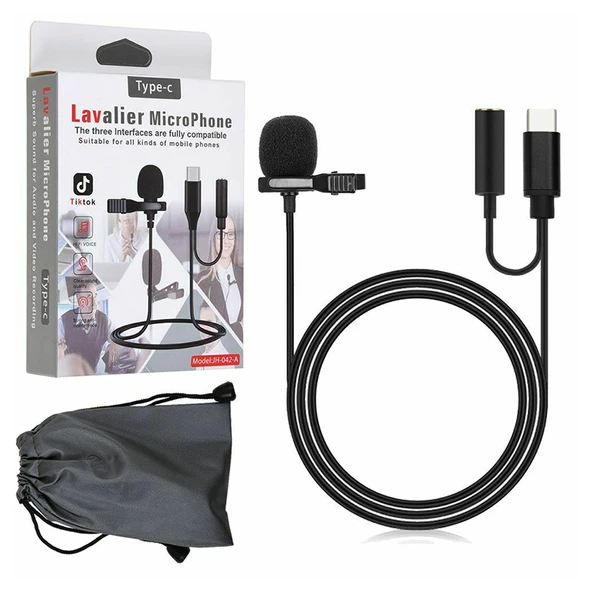 POWERMASTER JH-042-A TYPE-C GİRİŞLİ VE KULAKLIK GİRİŞLİ YOUTUBER YAKA MİKROFONU - 3