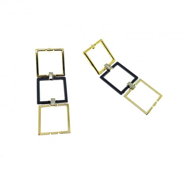 Altın Renk Kare Model Şık Sallantılı Küpe - 2210 - 1