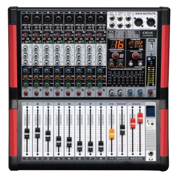 Dds D-8 P2000 Fx 8 Kanal 2x1000w Usb/sd/bluetooth Power Mıxer