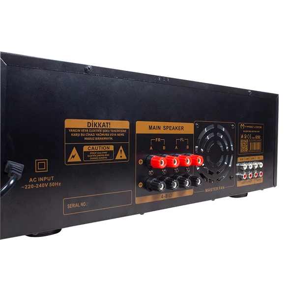 MAGICVOICE MV-1232 2*80W USB/SD BT UK-BALANS 4 MİK GİRİŞ-4 HOP ÇIKIŞLI STEREO TRAFOSUZ MIXER KÜP ANFİ - 4