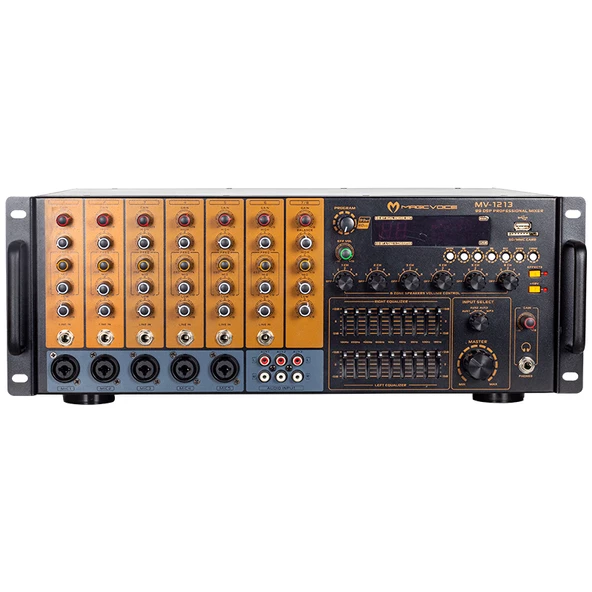 MAGICVOICE MV-1213 USB BT UK RMS100W MAX 800W 6 ZON+99DSP+4-16-70-100V TRAFOLU MIXER KÜP ANFİ - 2