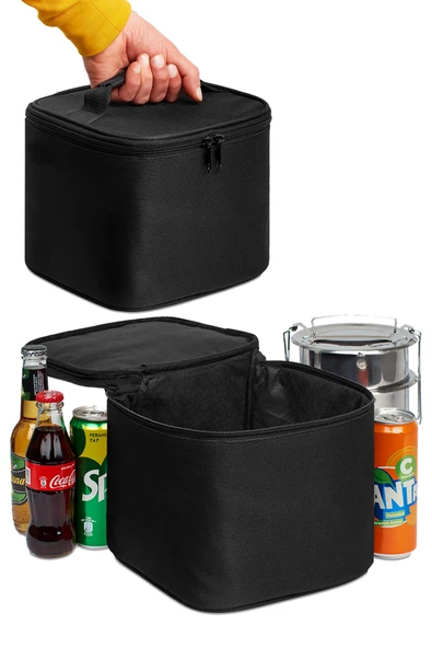 Isı Yalıtımlı Yetişkin Beslenme Piknik Kamp Yemek Taşıma Çantası Termoslu Termal Özellikli Kırmızı - 7