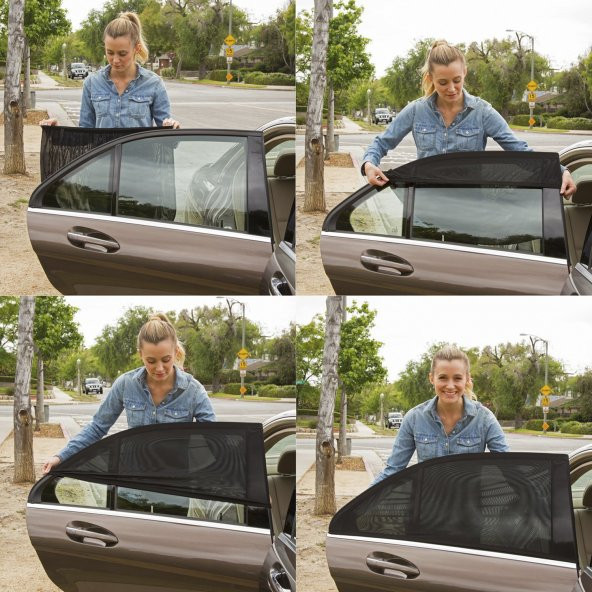 Araba Camı Güneşliği Araç Arka Koltuk Güneş Önleyici Oto Sineklik Çıkartılabilen Cam Filmi Perdesi - 4