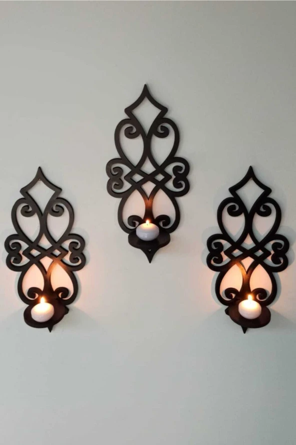 adımshops Ahşap 8mm Mdflam Duvar Mumluğu