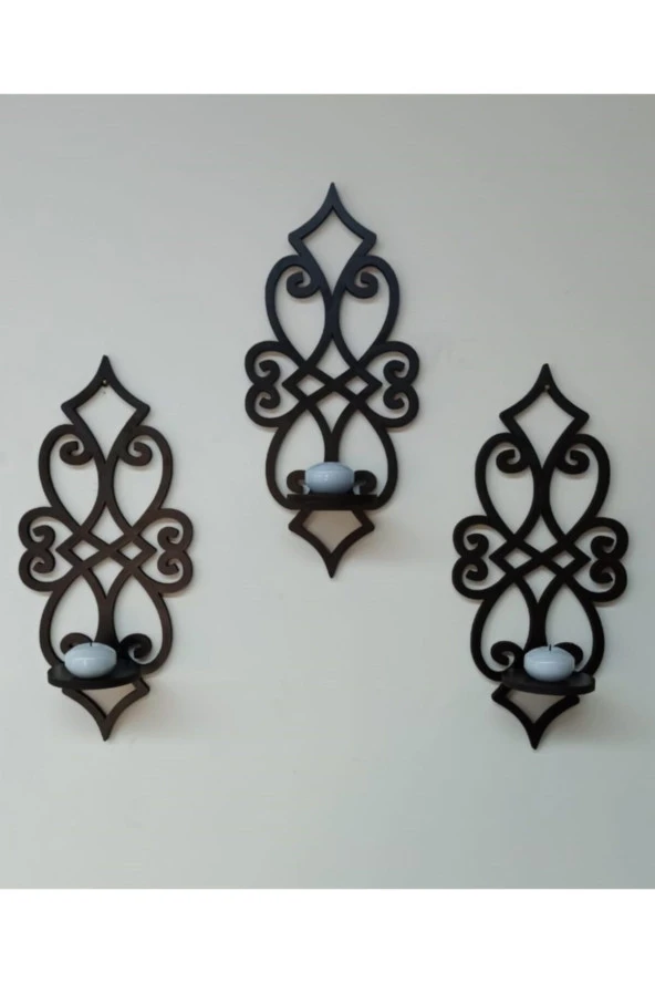 adımshops Ahşap 8mm Mdflam Duvar Mumluğu - 2