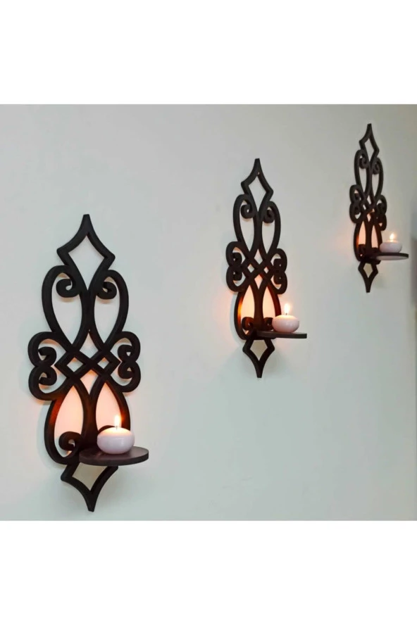 adımshops Ahşap 8mm Mdflam Duvar Mumluğu - 3